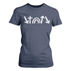 Christian Easter T Shirt For Women 5 Gospel Symbols He Came Died Rose Ascended Jesus TS11 Navy Print Your Wear