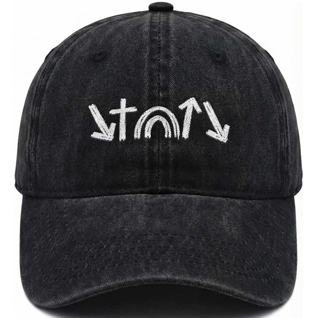 Christian Easter Washed Cotton Baseball Cap 5 Gospel Symbols He Came Died Rose Ascended Jesus TS11 Print Your Wear