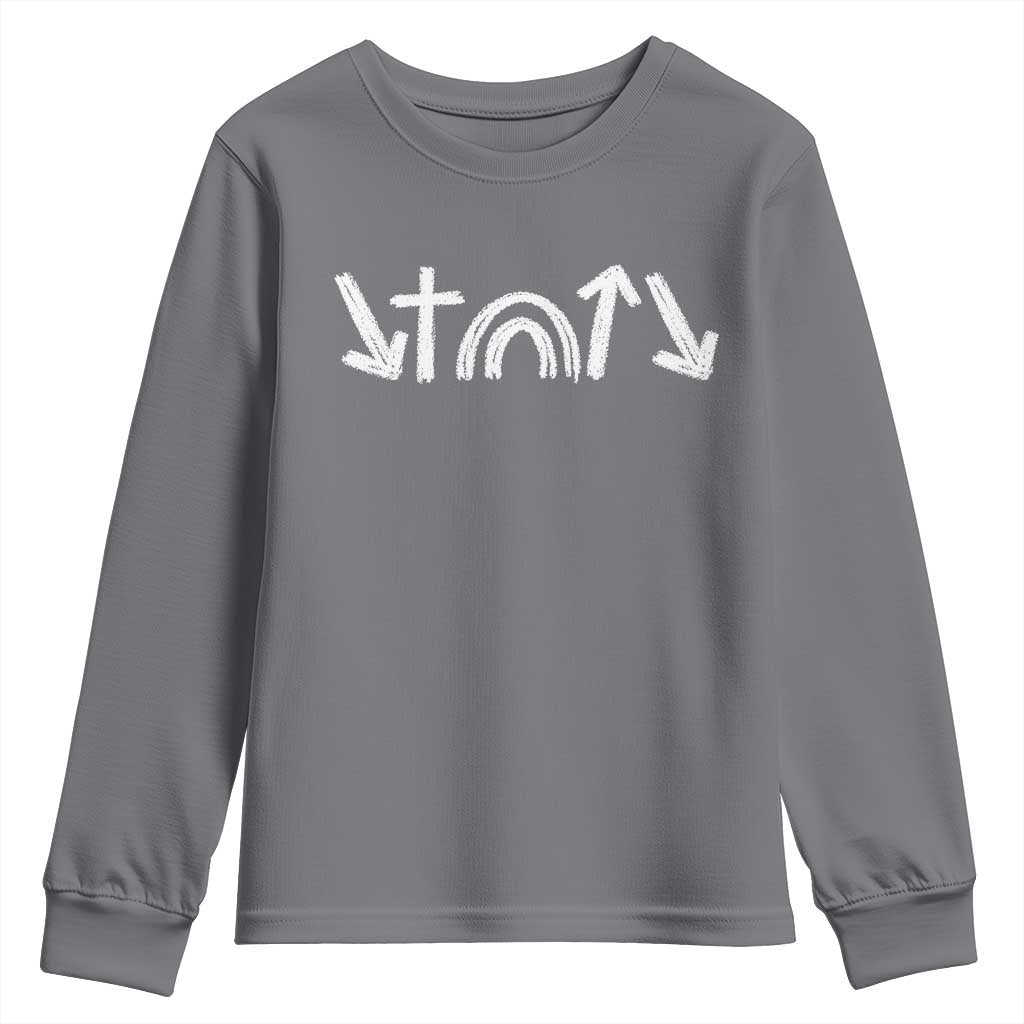 Christian Easter Youth Sweatshirt 5 Gospel Symbols He Came Died Rose Ascended Jesus TS11 Charcoal Print Your Wear