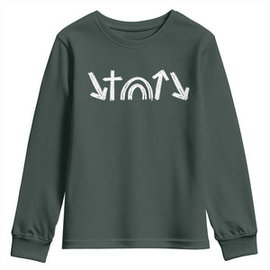 Christian Easter Youth Sweatshirt 5 Gospel Symbols He Came Died Rose Ascended Jesus TS11 Dark Forest Green Print Your Wear