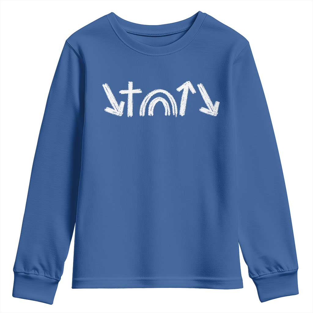 Christian Easter Youth Sweatshirt 5 Gospel Symbols He Came Died Rose Ascended Jesus TS11 Royal Blue Print Your Wear