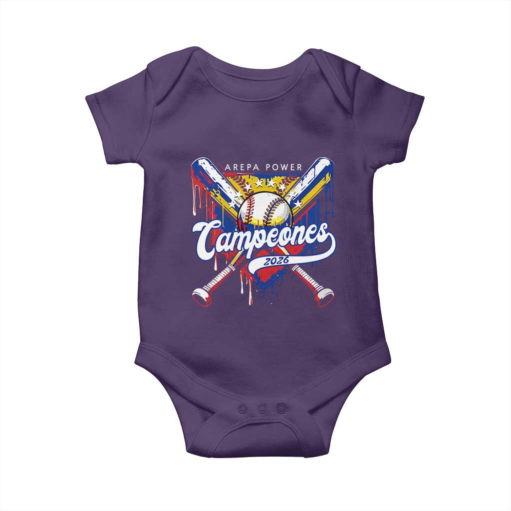 Venezuela Campeones Baseball Championship 2026 Baby Onesie Home Plate Drip TS11 Purple Print Your Wear
