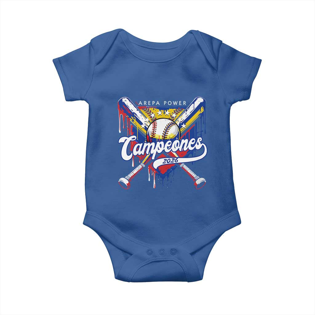 Venezuela Campeones Baseball Championship 2026 Baby Onesie Home Plate Drip TS11 Royal Blue Print Your Wear