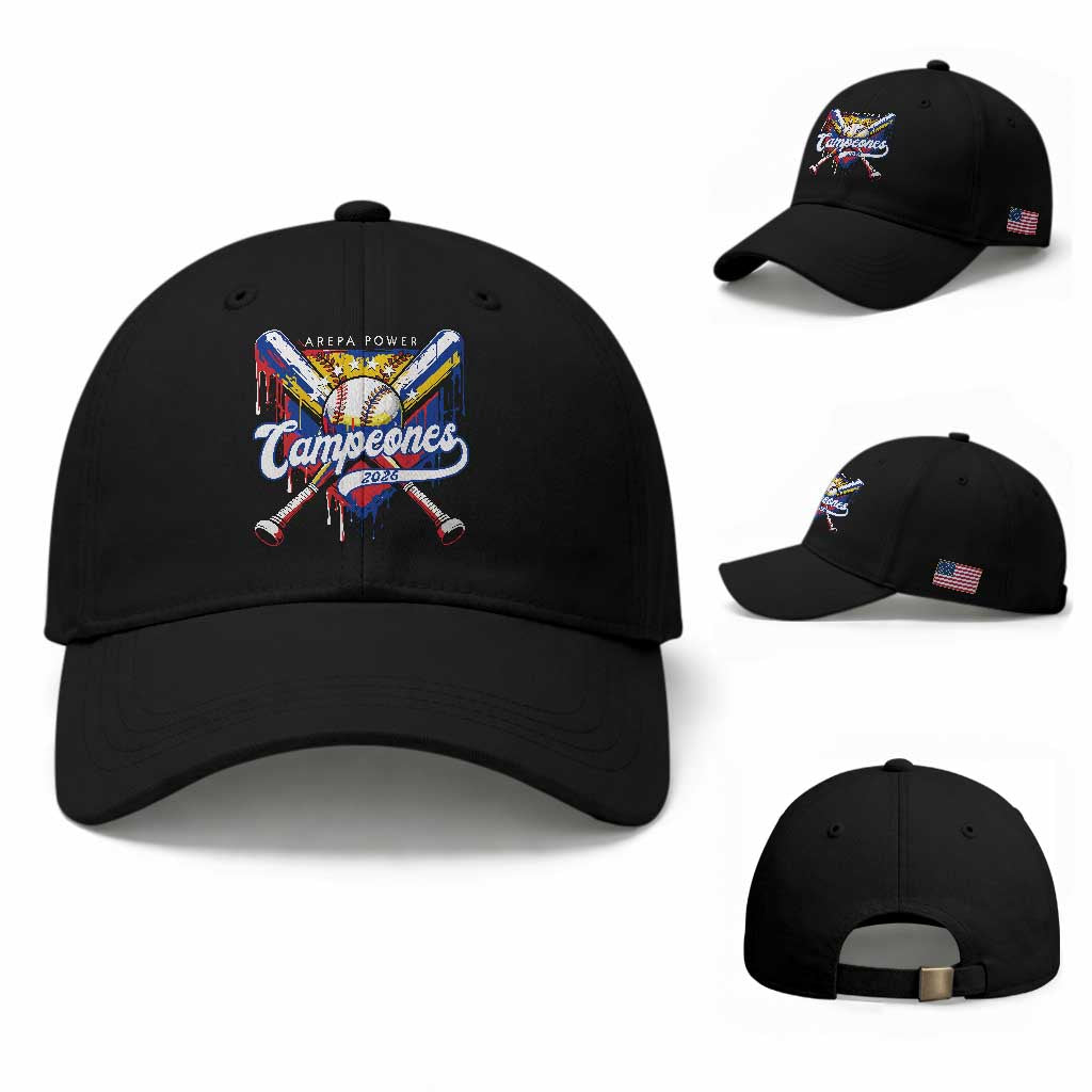 Venezuela Campeones Baseball Championship 2026 Baseball Cap Home Plate Drip TS11 Baseball Cap Universal Fit Black Print Your Wear