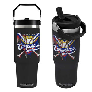 Venezuela Campeones Baseball Championship 2026 Flip Straw Tumbler Home Plate Drip TS11 One Size: 30 oz Black Print Your Wear