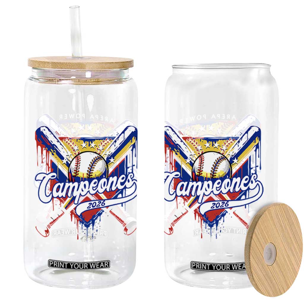 Venezuela Campeones Baseball Championship 2026 Glass Can Home Plate Drip TS11 Print Your Wear