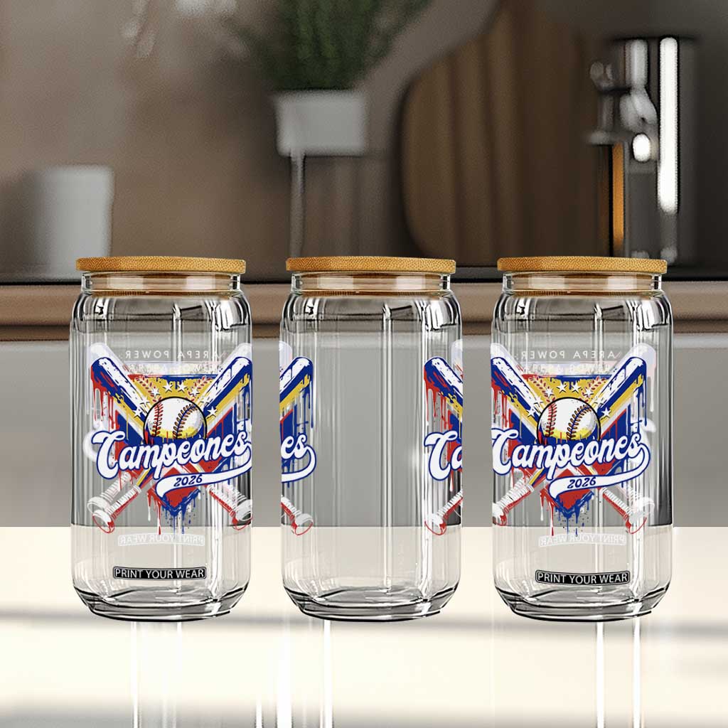 Venezuela Campeones Baseball Championship 2026 Glass Can Home Plate Drip TS11 Print Your Wear