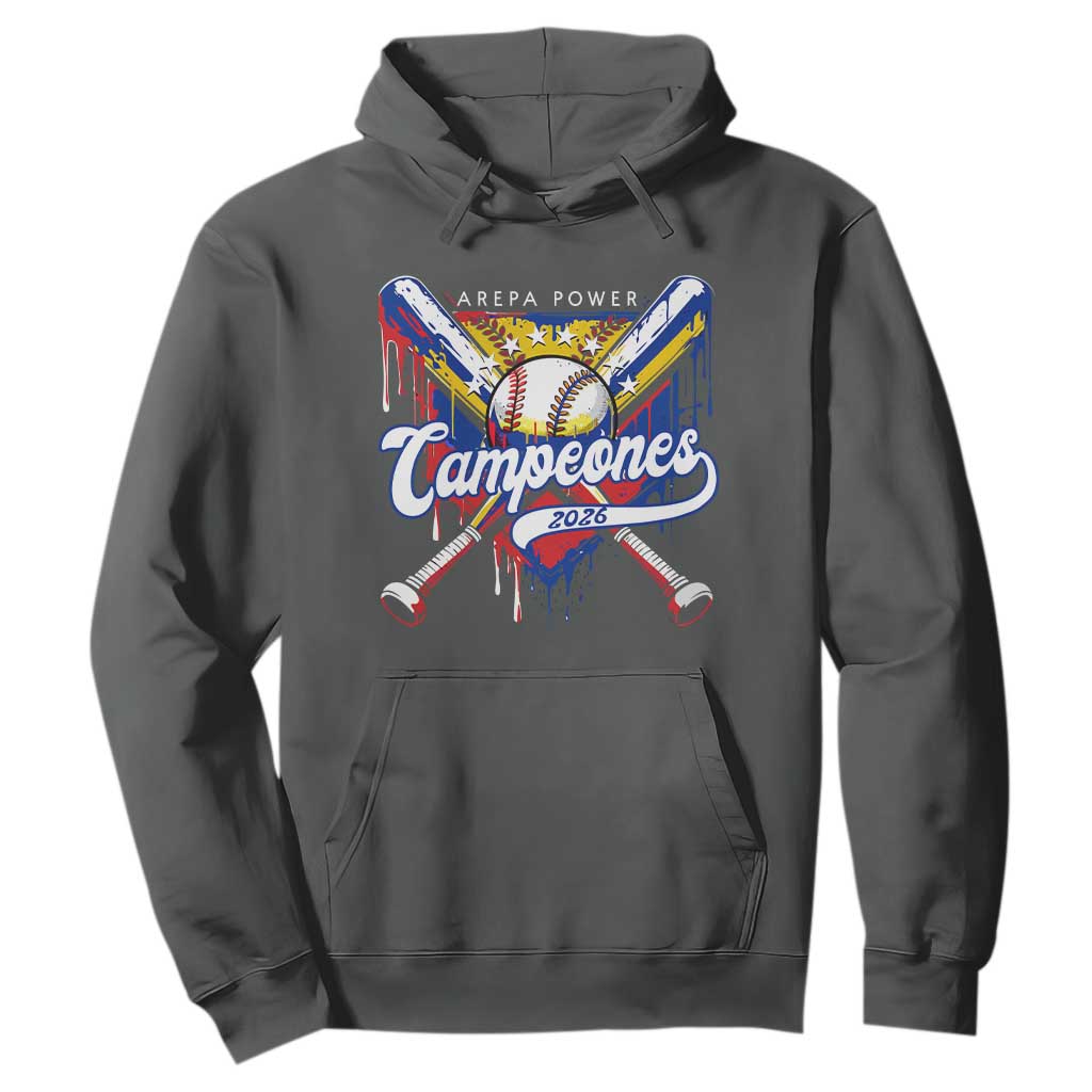 Venezuela Campeones Baseball Championship 2026 Hoodie Home Plate Drip TS11 Dark Heather Print Your Wear