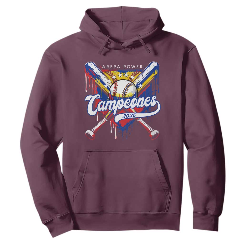 Venezuela Campeones Baseball Championship 2026 Hoodie Home Plate Drip TS11 Maroon Print Your Wear
