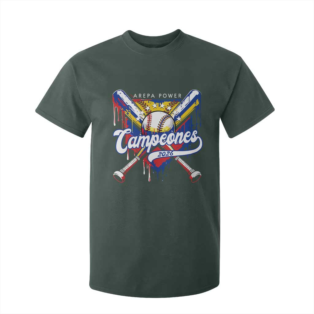 Venezuela Campeones Baseball Championship 2026 T Shirt For Kid Home Plate Drip TS11 Dark Forest Green Print Your Wear