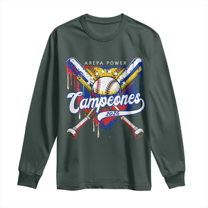 Venezuela Campeones Baseball Championship 2026 Long Sleeve Shirt Home Plate Drip TS11 Dark Forest Green Print Your Wear