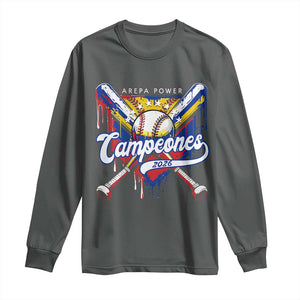 Venezuela Campeones Baseball Championship 2026 Long Sleeve Shirt Home Plate Drip TS11 Dark Heather Print Your Wear