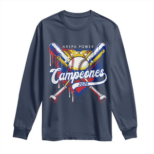 Venezuela Campeones Baseball Championship 2026 Long Sleeve Shirt Home Plate Drip TS11 Navy Print Your Wear