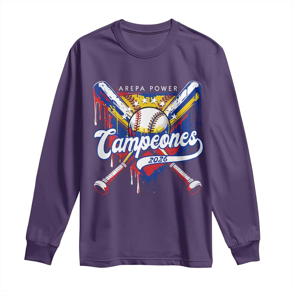 Venezuela Campeones Baseball Championship 2026 Long Sleeve Shirt Home Plate Drip TS11 Purple Print Your Wear