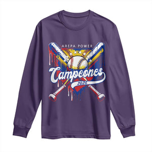 Venezuela Campeones Baseball Championship 2026 Long Sleeve Shirt Home Plate Drip TS11 Purple Print Your Wear