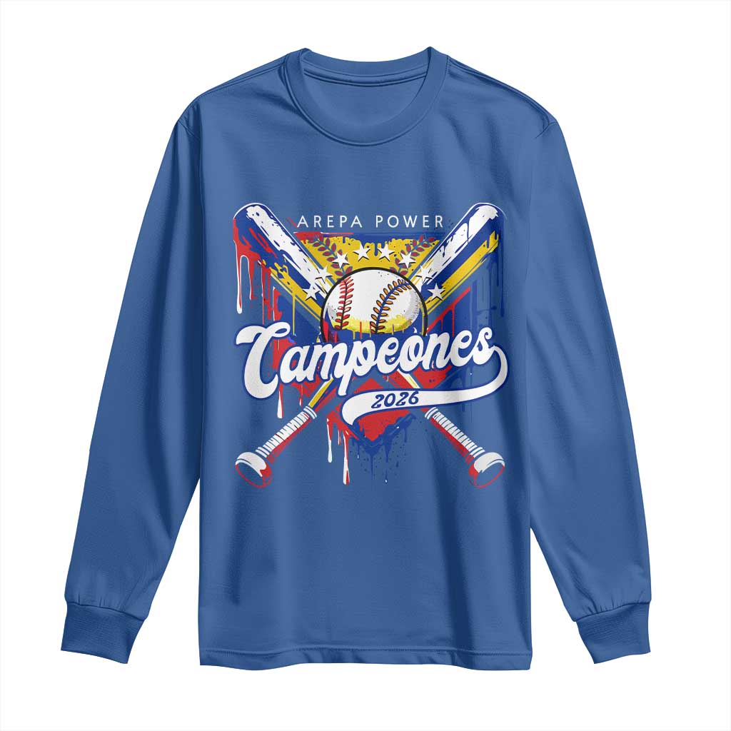 Venezuela Campeones Baseball Championship 2026 Long Sleeve Shirt Home Plate Drip TS11 Royal Blue Print Your Wear