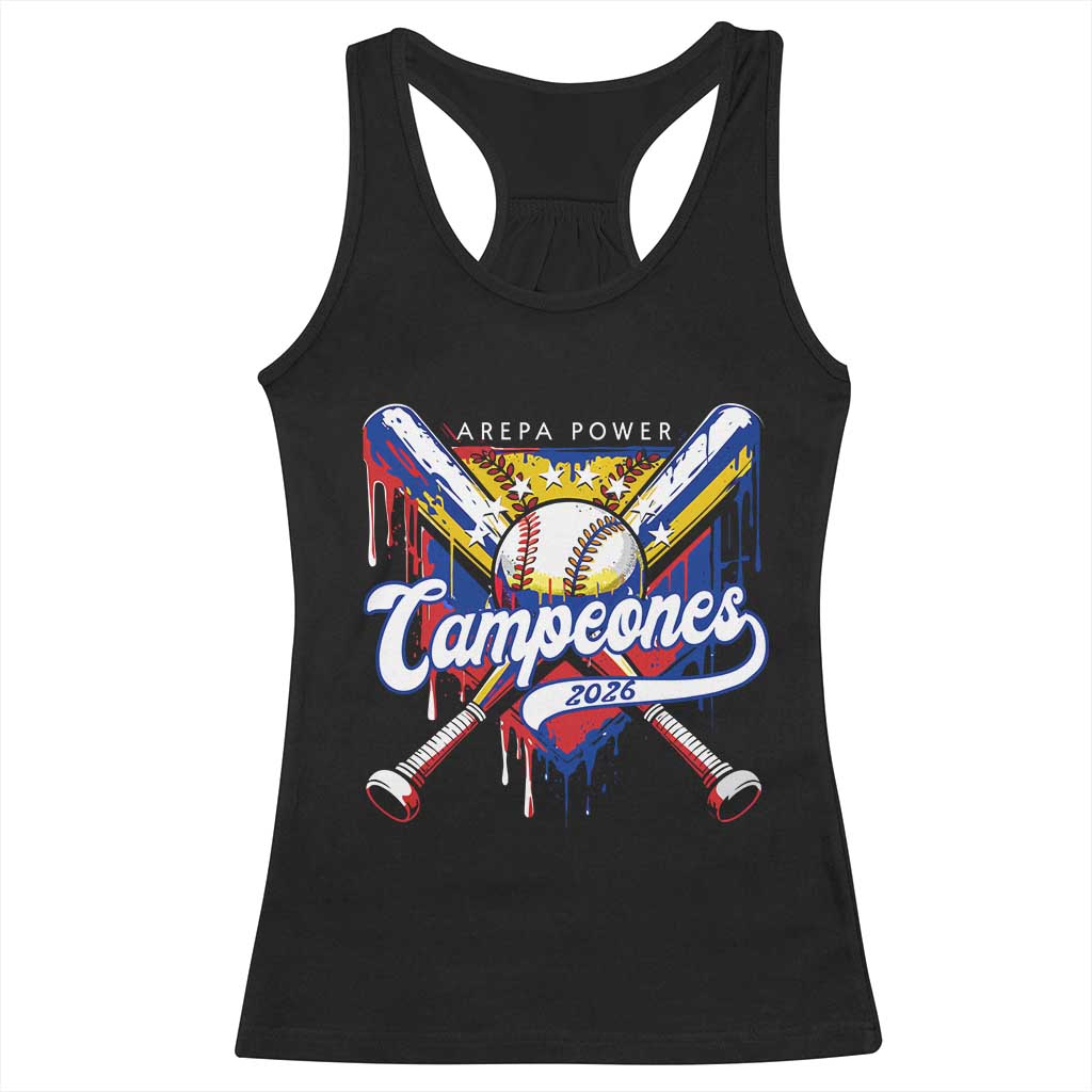 Venezuela Campeones Baseball Championship 2026 Racerback Tank Top Home Plate Drip TS11 Black Print Your Wear