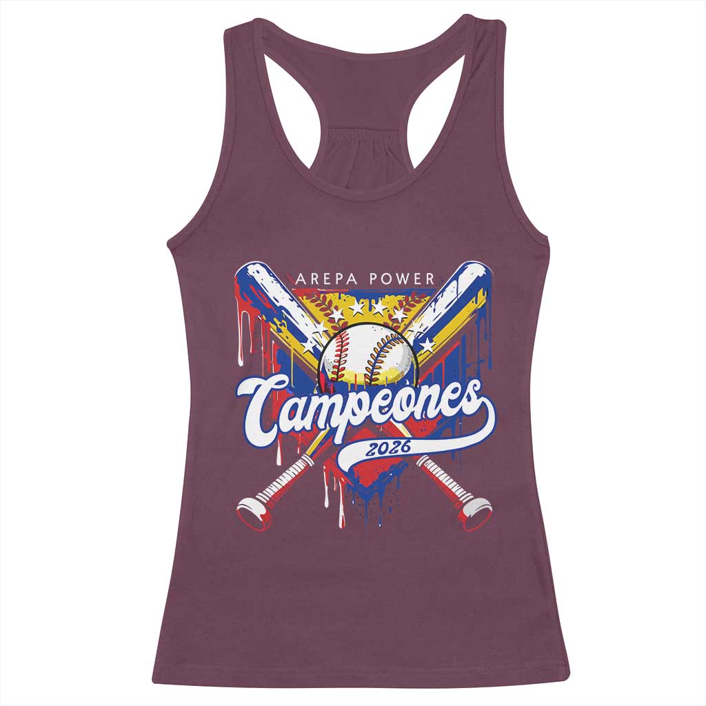 Venezuela Campeones Baseball Championship 2026 Racerback Tank Top Home Plate Drip TS11 Maroon Print Your Wear