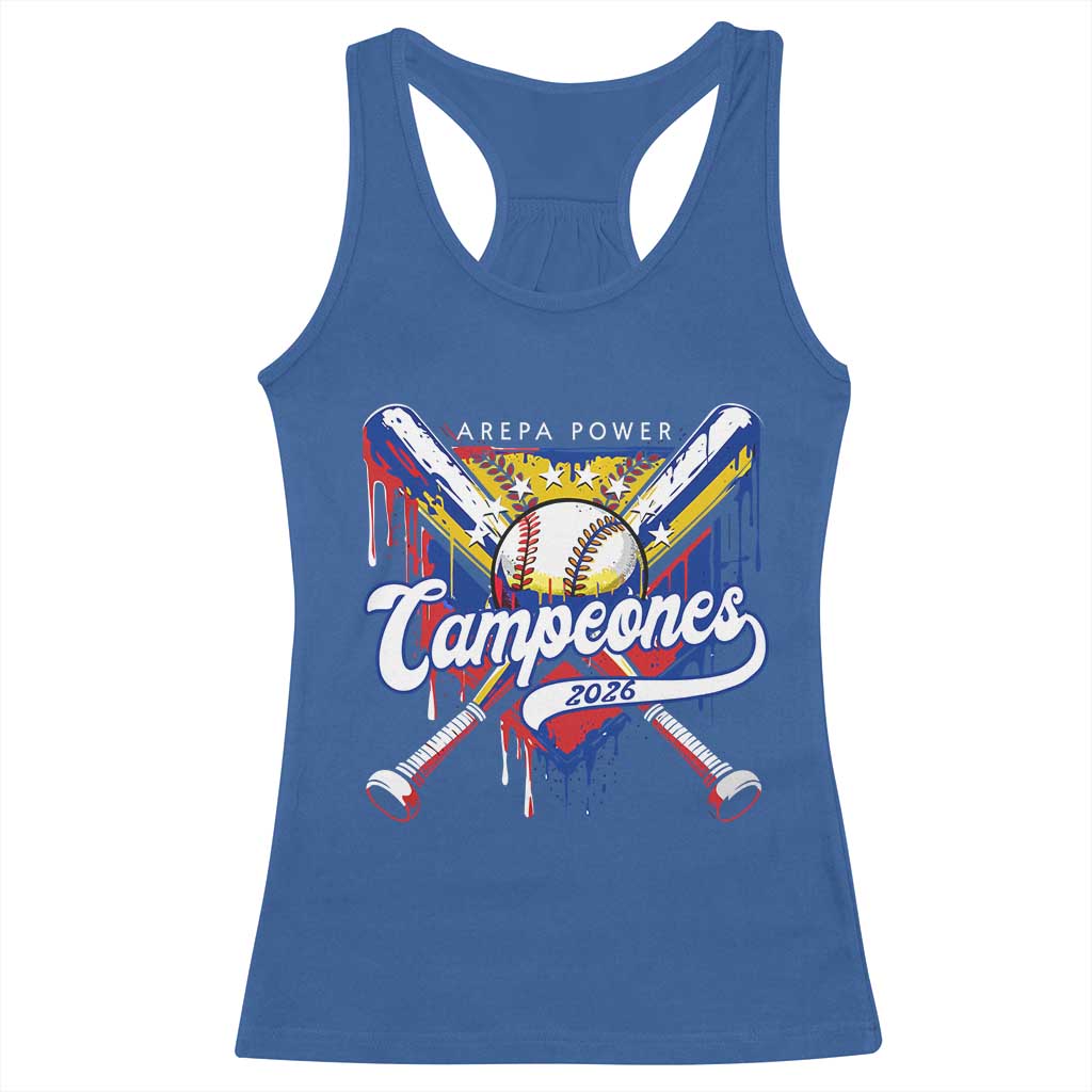 Venezuela Campeones Baseball Championship 2026 Racerback Tank Top Home Plate Drip TS11 Royal Blue Print Your Wear