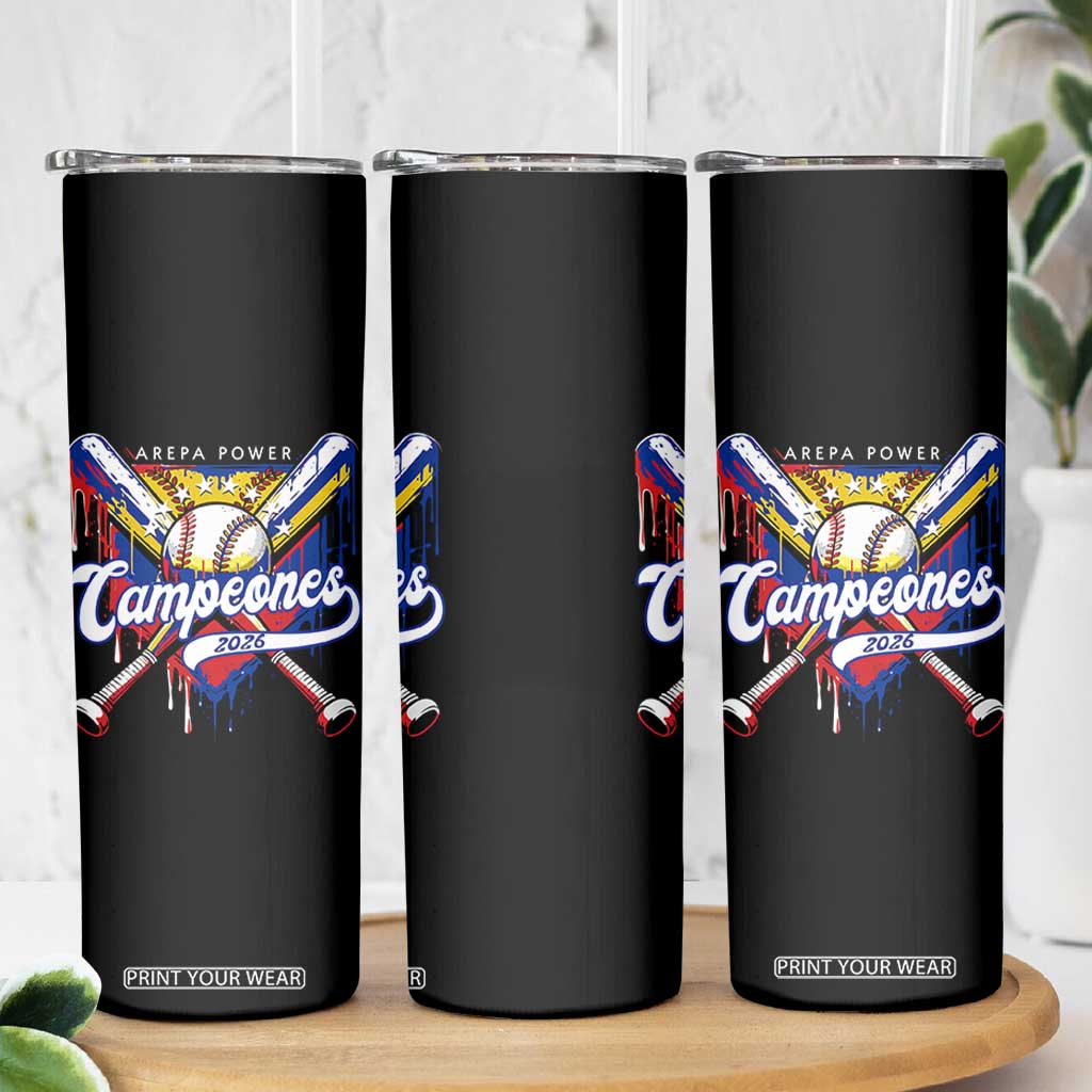 Venezuela Campeones Baseball Championship 2026 Skinny Tumbler Home Plate Drip TS11 Print Your Wear