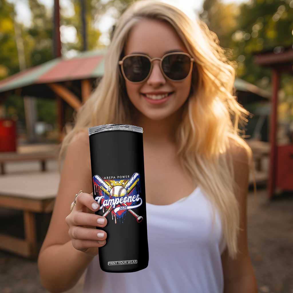 Venezuela Campeones Baseball Championship 2026 Skinny Tumbler Home Plate Drip TS11 Print Your Wear