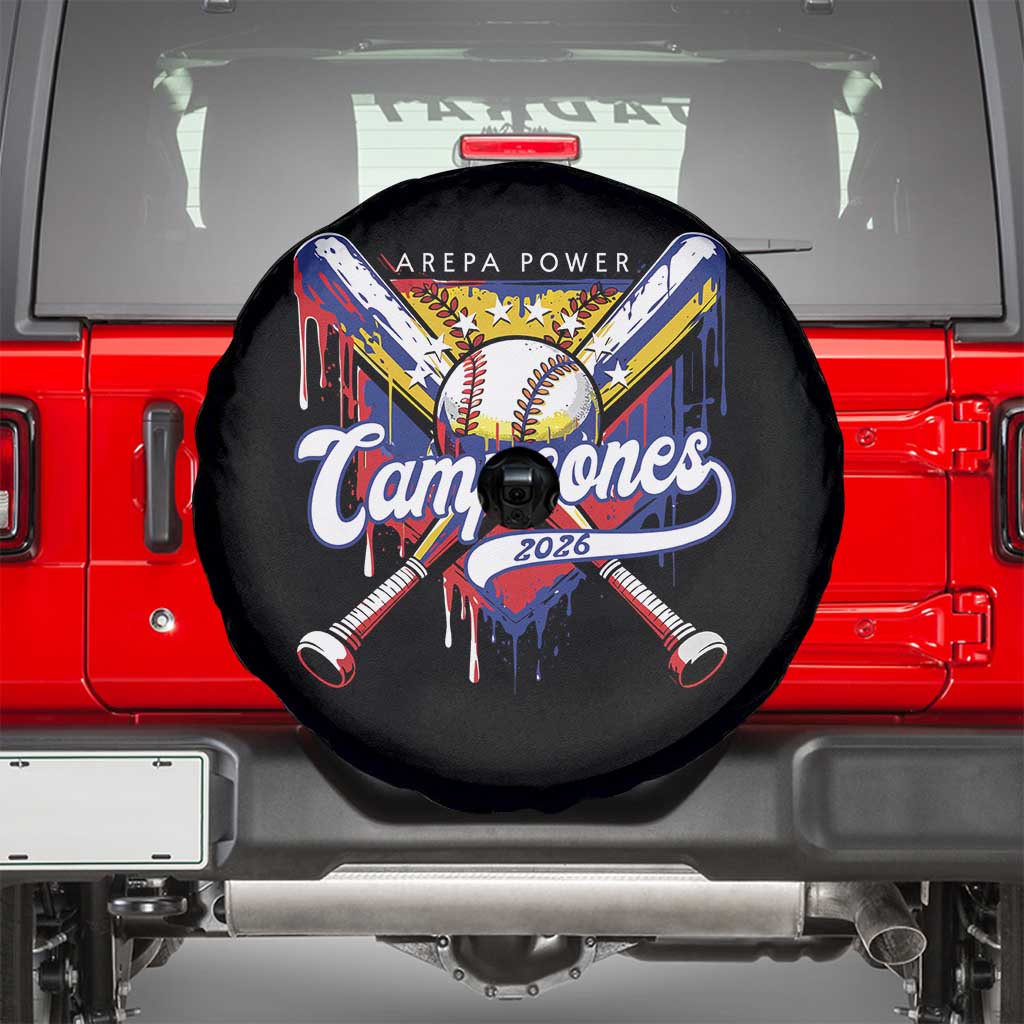 Venezuela Campeones Baseball Championship 2026 Spare Tire Cover Home Plate Drip TS11 Black Print Your Wear