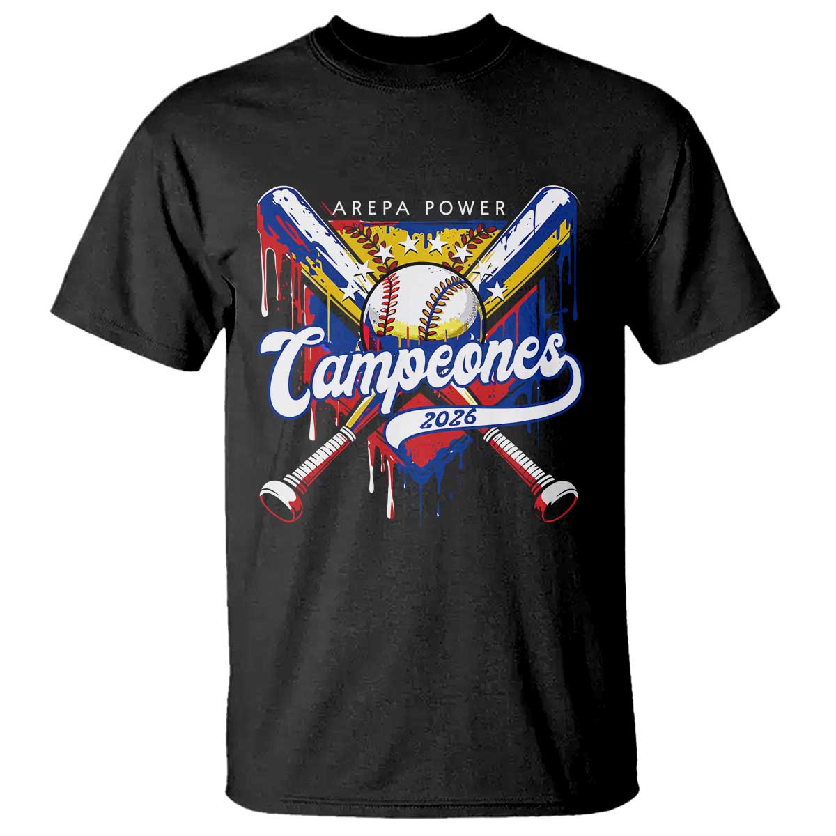 Venezuela Campeones Baseball Championship 2026 T Shirt Home Plate Drip TS11 Black Print Your Wear