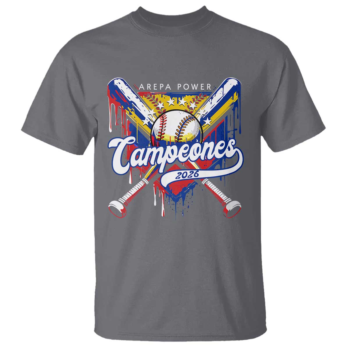 Venezuela Campeones Baseball Championship 2026 T Shirt Home Plate Drip TS11 Charcoal Print Your Wear
