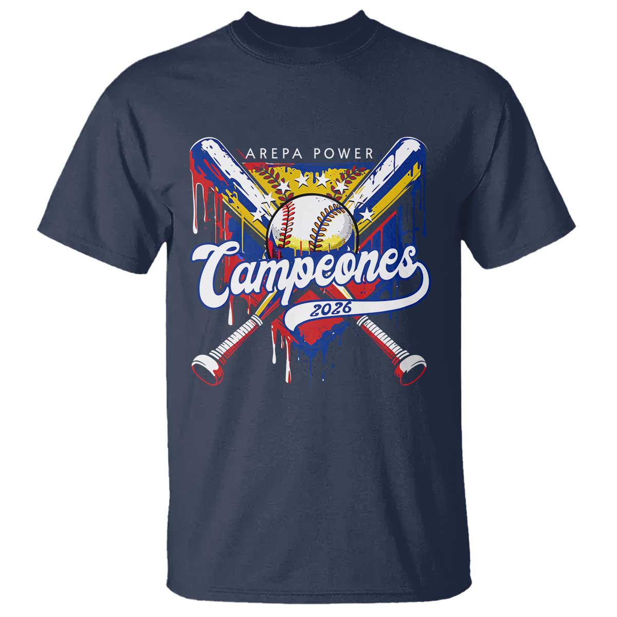 Venezuela Campeones Baseball Championship 2026 T Shirt Home Plate Drip TS11 Navy Print Your Wear