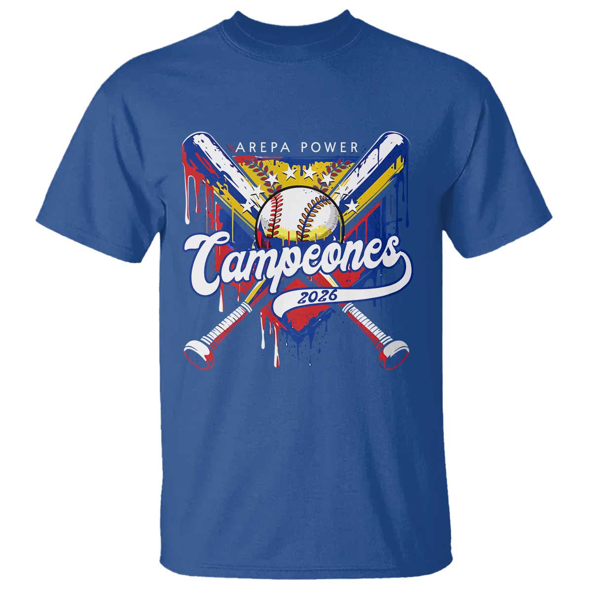 Venezuela Campeones Baseball Championship 2026 T Shirt Home Plate Drip TS11 Royal Blue Print Your Wear