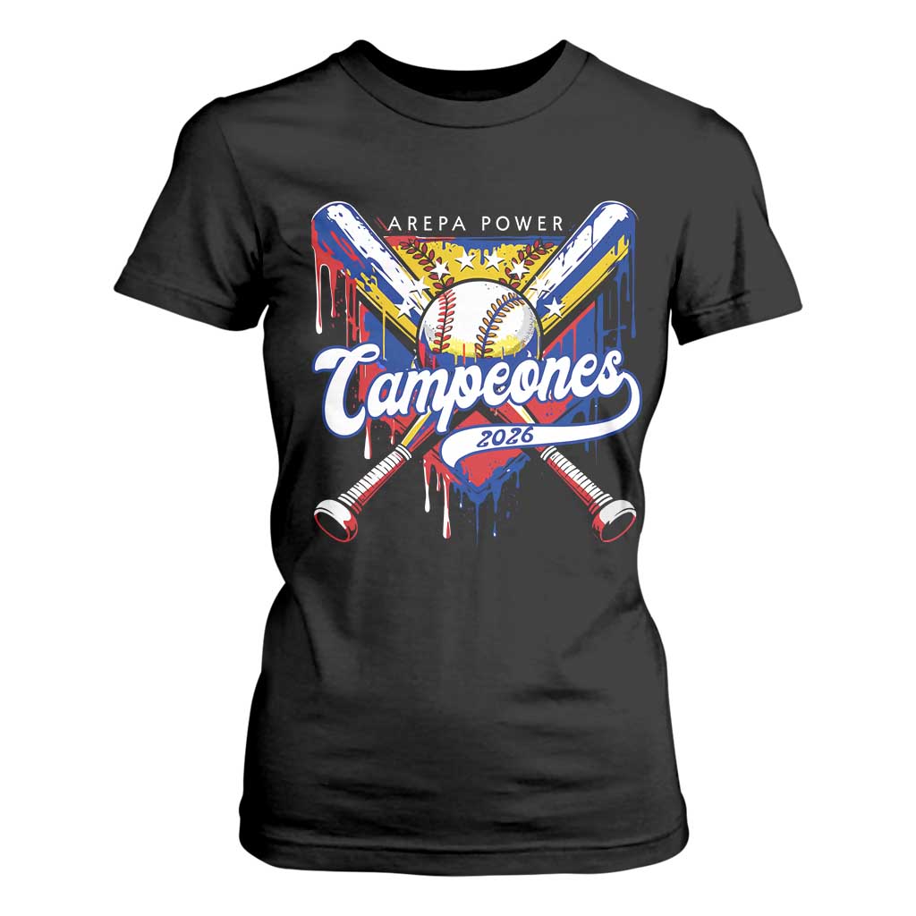 Venezuela Campeones Baseball Championship 2026 T Shirt For Women Home Plate Drip TS11 Black Print Your Wear