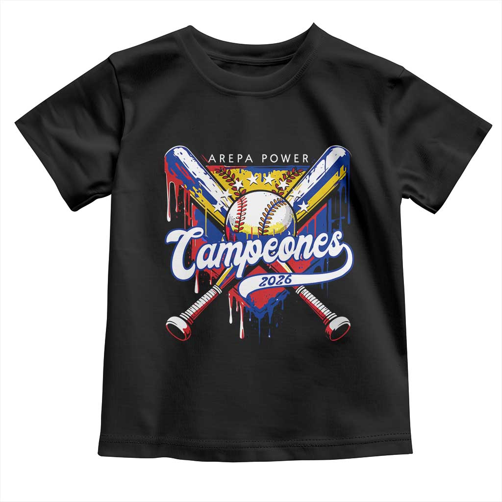 Venezuela Campeones Baseball Championship 2026 Toddler T Shirt Home Plate Drip TS11 Black Print Your Wear