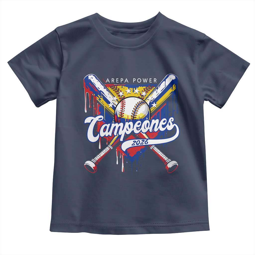 Venezuela Campeones Baseball Championship 2026 Toddler T Shirt Home Plate Drip TS11 Navy Print Your Wear