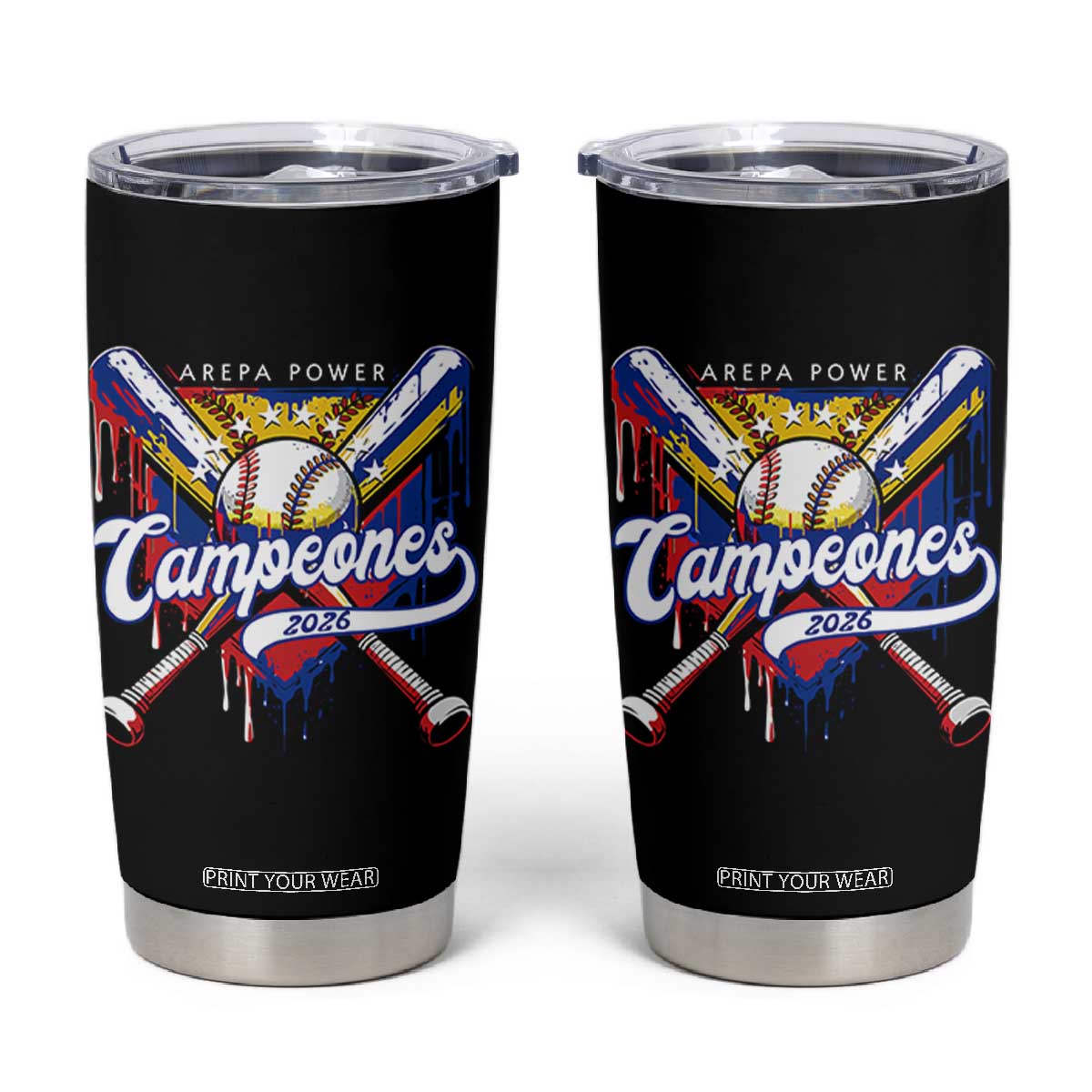 Venezuela Campeones Baseball Championship 2026 Tumbler Cup Home Plate Drip TS11 Black Print Your Wear
