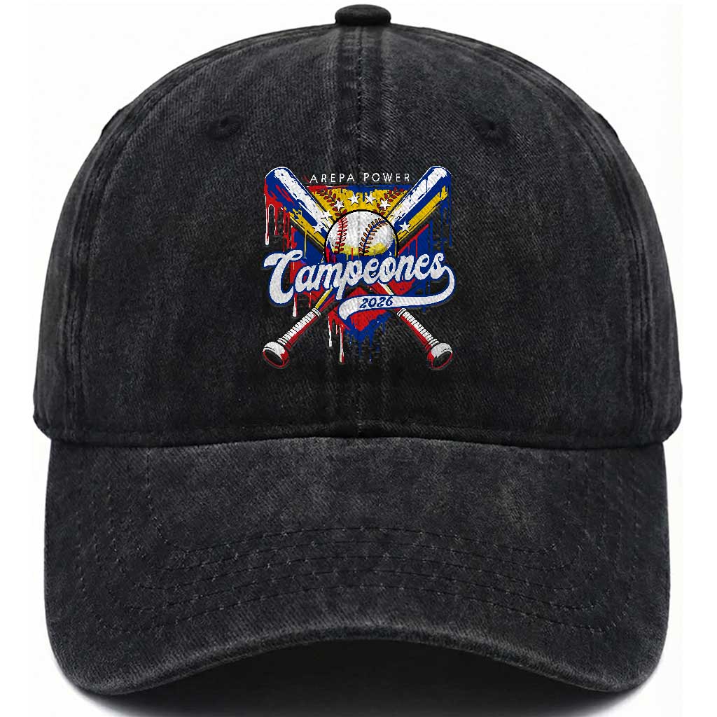 Venezuela Campeones Baseball Championship 2026 Washed Cotton Baseball Cap Home Plate Drip TS11 Print Your Wear