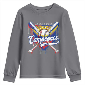 Venezuela Campeones Baseball Championship 2026 Youth Sweatshirt Home Plate Drip TS11 Charcoal Print Your Wear