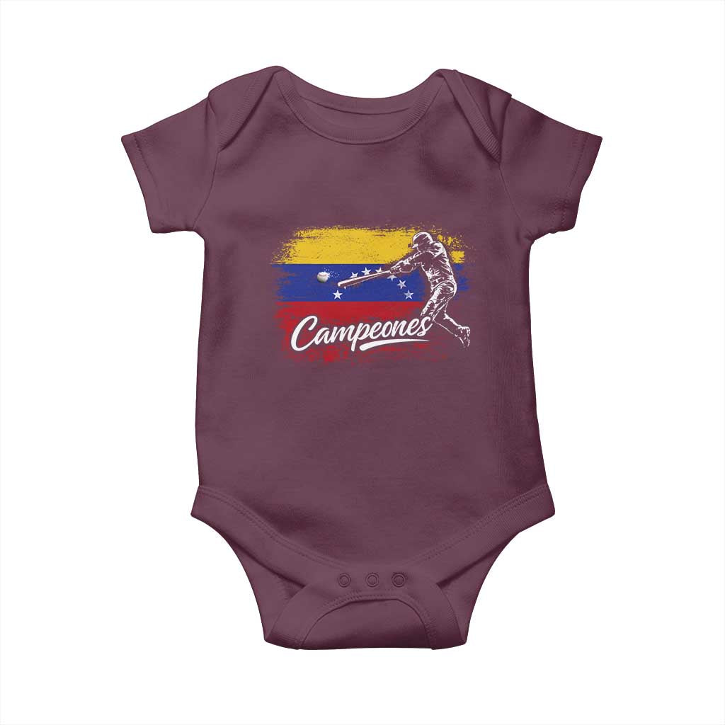 Venezuela Campeones Del Mundo Baseball Championship Baby Onesie TS11 Maroon Print Your Wear