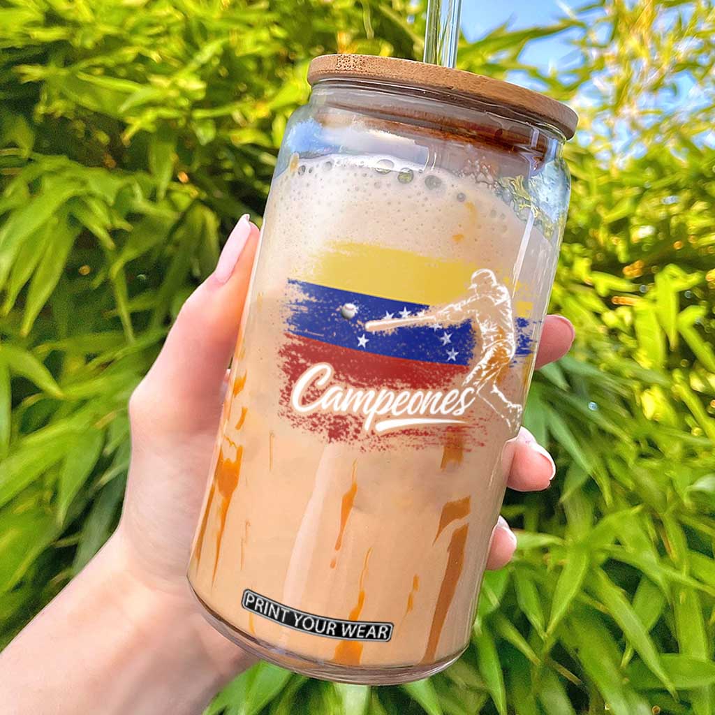 Venezuela Campeones Del Mundo Baseball Championship Glass Can TS11 Black Print Your Wear