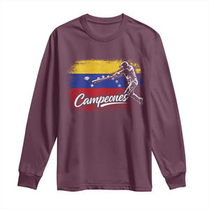 Venezuela Campeones Del Mundo Baseball Championship Long Sleeve Shirt TS11 Maroon Print Your Wear