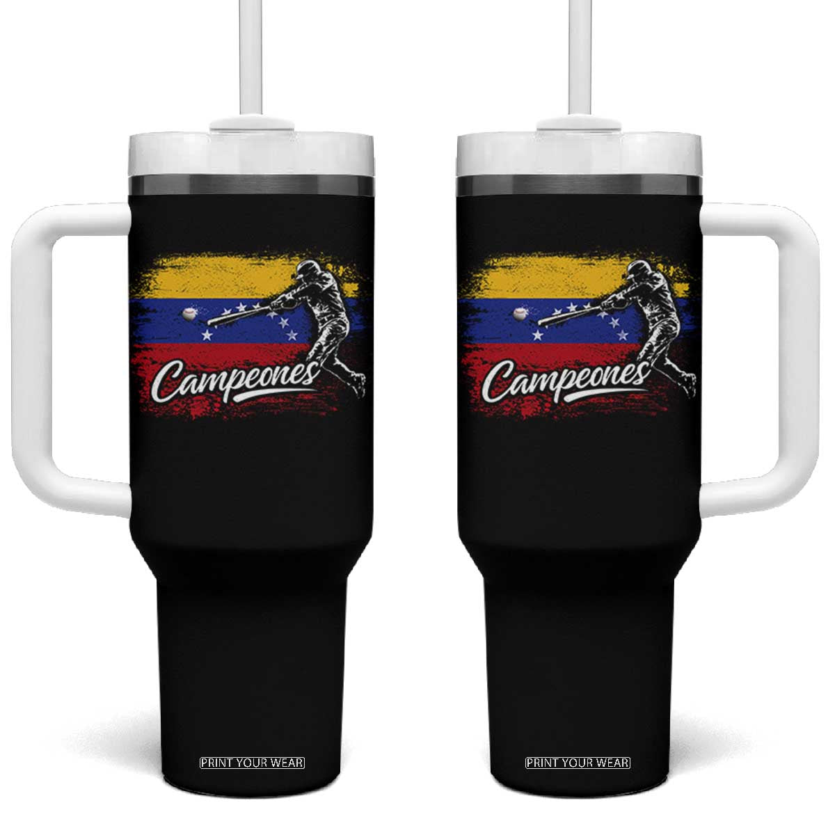 Venezuela Campeones Del Mundo Baseball Championship Tumbler With Handle TS11 One Size: 40 oz Black Print Your Wear