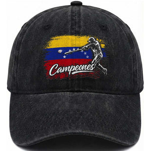 Venezuela Campeones Del Mundo Baseball Championship Washed Cotton Baseball Cap TS11 Print Your Wear