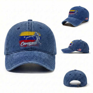 Venezuela Campeones Del Mundo Baseball Championship Washed Cotton Baseball Cap TS11 Washed Cap Universal Fit Royal Blue Print Your Wear