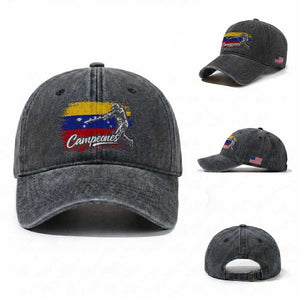 Venezuela Campeones Del Mundo Baseball Championship Washed Cotton Baseball Cap TS11 Washed Cap Universal Fit Dark Gray Print Your Wear