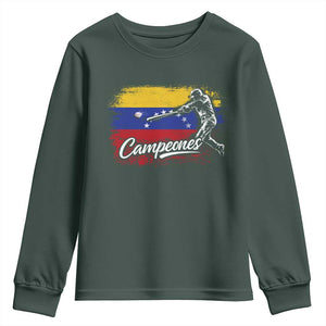 Venezuela Campeones Del Mundo Baseball Championship Youth Sweatshirt TS11 Dark Forest Green Print Your Wear
