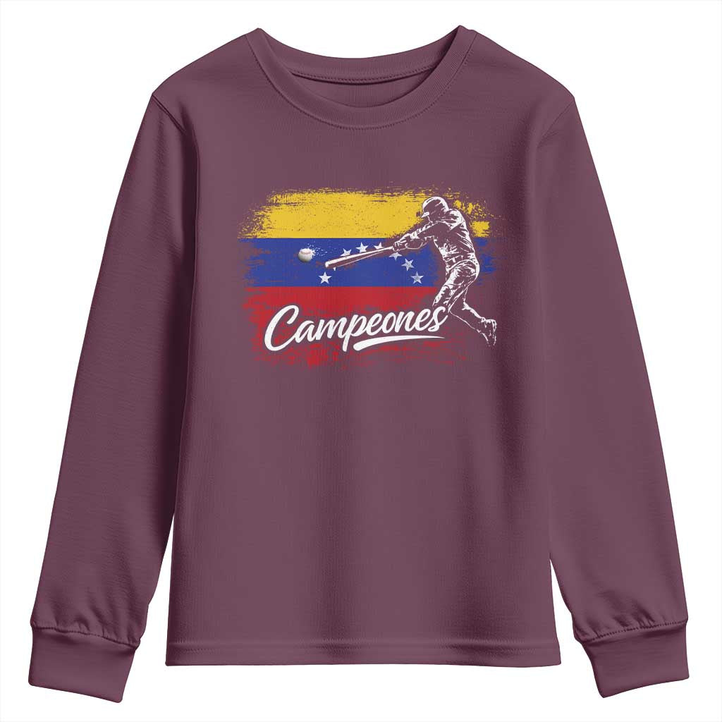Venezuela Campeones Del Mundo Baseball Championship Youth Sweatshirt TS11 Maroon Print Your Wear