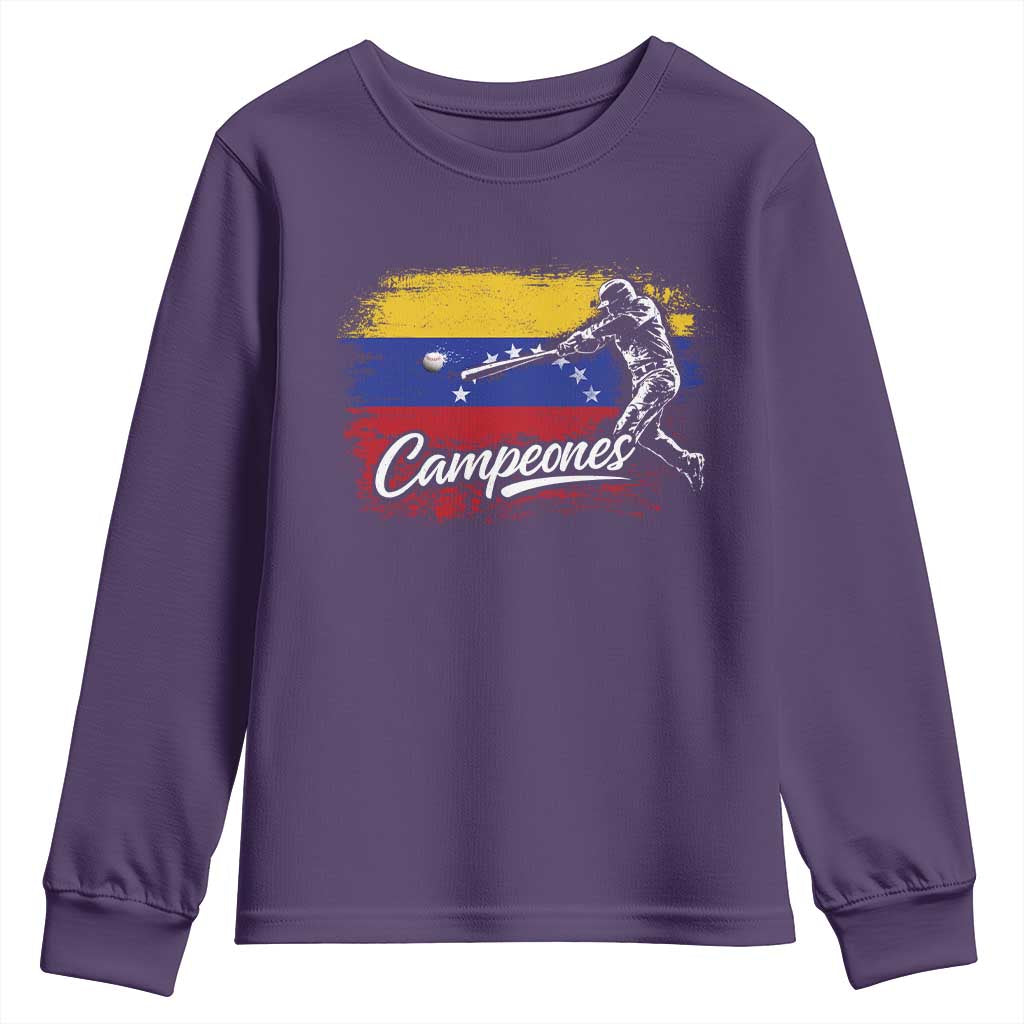 Venezuela Campeones Del Mundo Baseball Championship Youth Sweatshirt TS11 Purple Print Your Wear