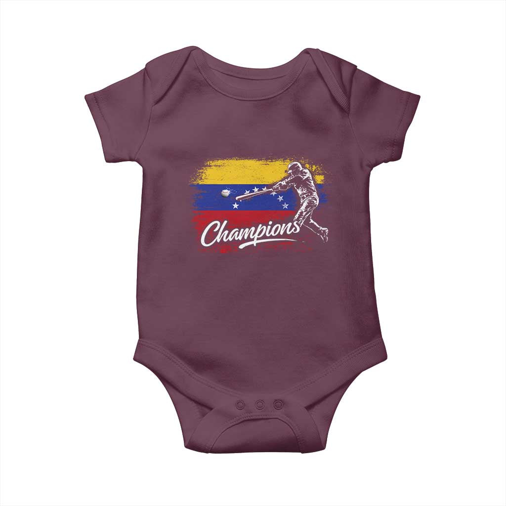 Venezuela Champions Baseball Batter Venezuelan Sport Fan Baby Onesie TS11 Maroon Print Your Wear