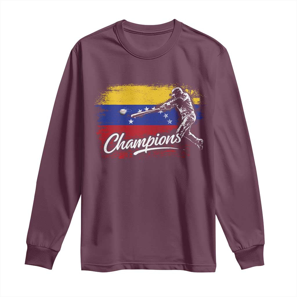 Venezuela Champions Baseball Batter Venezuelan Sport Fan Long Sleeve Shirt TS11 Maroon Print Your Wear