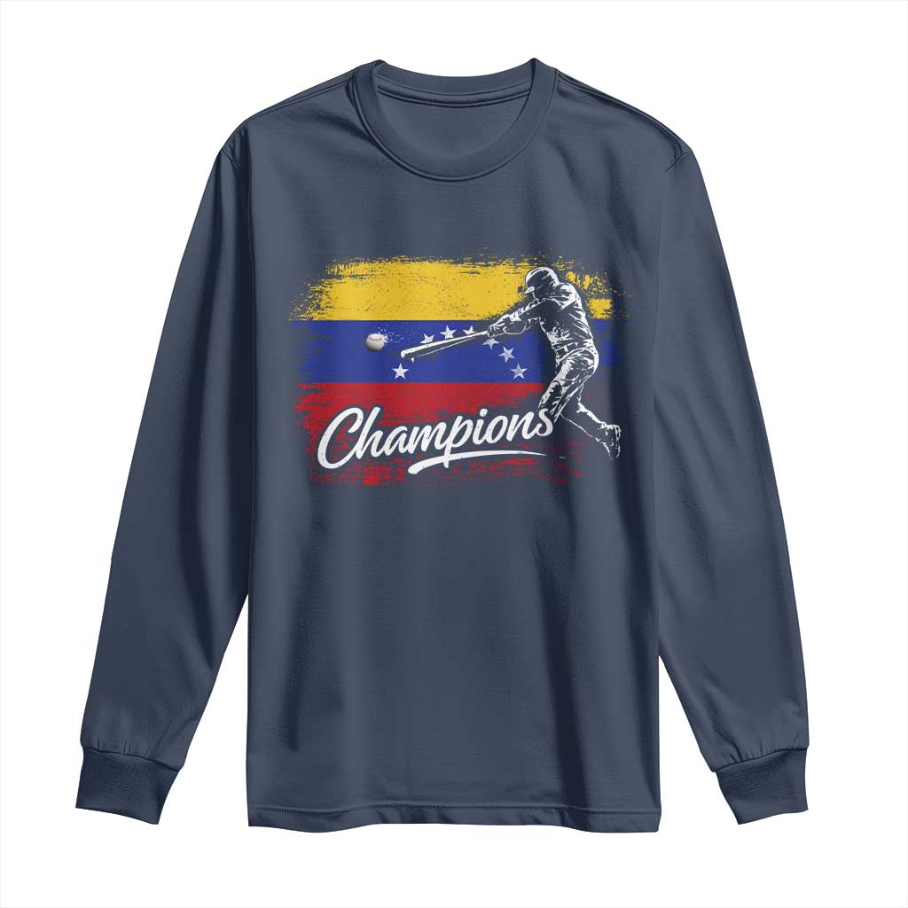 Venezuela Champions Baseball Batter Venezuelan Sport Fan Long Sleeve Shirt TS11 Navy Print Your Wear