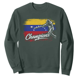 Venezuela Champions Baseball Batter Venezuelan Sport Fan Sweatshirt TS11 Dark Forest Green Print Your Wear